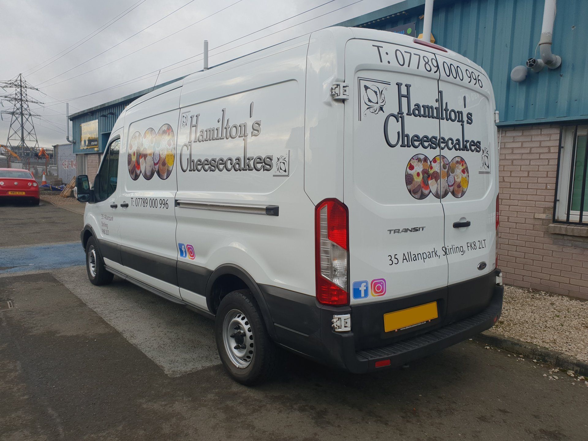 Car signs on a Ford Transit van rear view