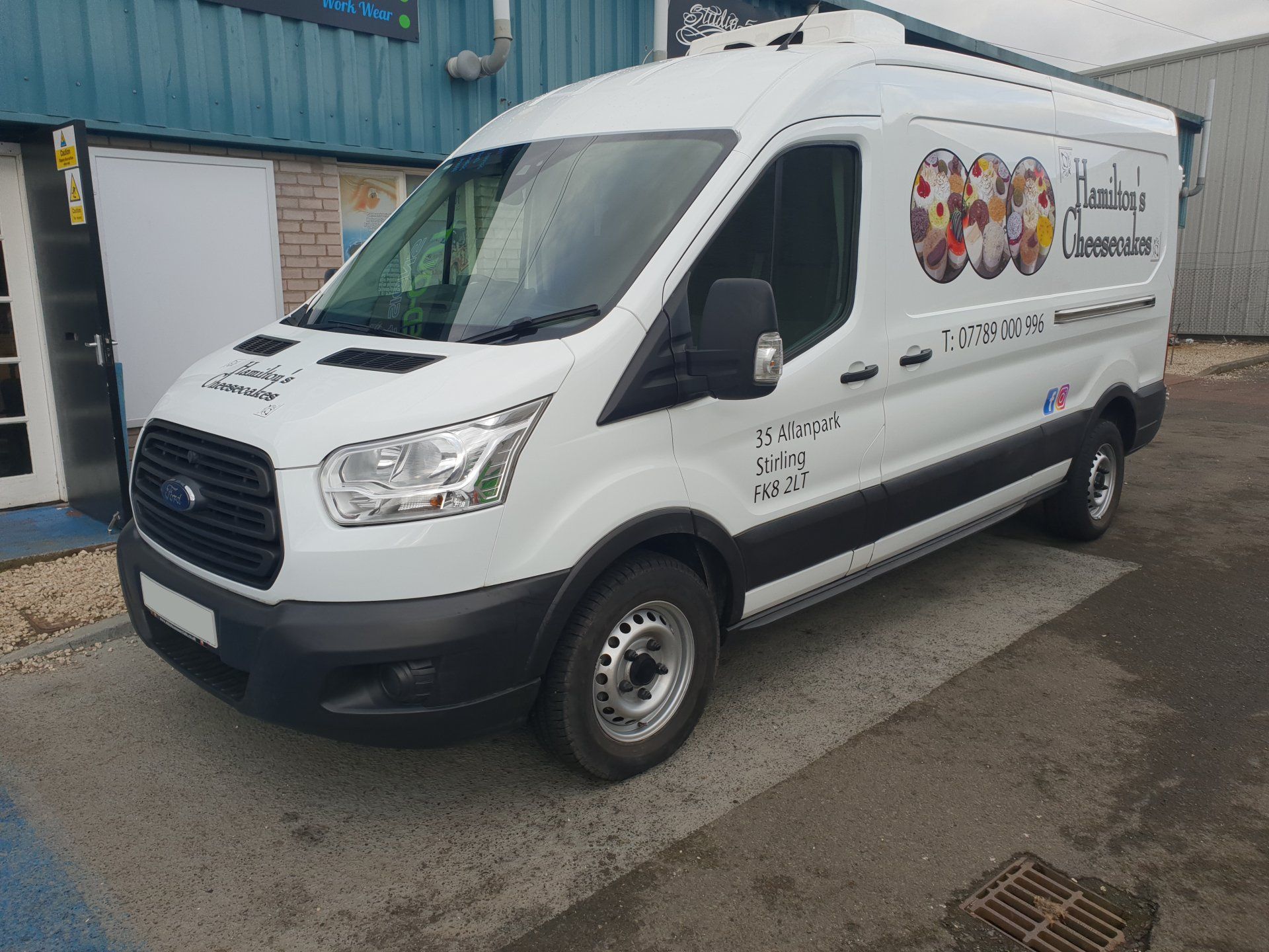 Car signs on a Ford Transit van front view