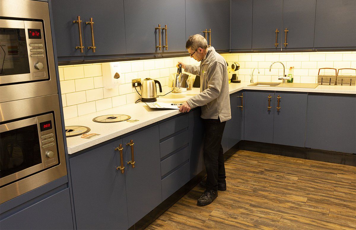 Cleaning audit in office kitchen