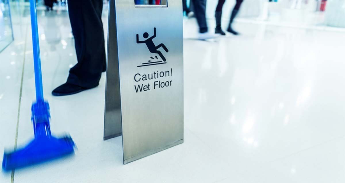 Cleaning floor in shopping centre in York