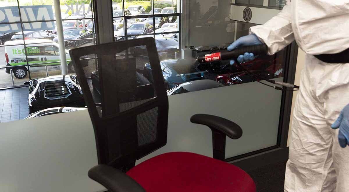 Visit or Fogging page to find out more Fogging in office at car showroom in Knaresborough North Yorkshire