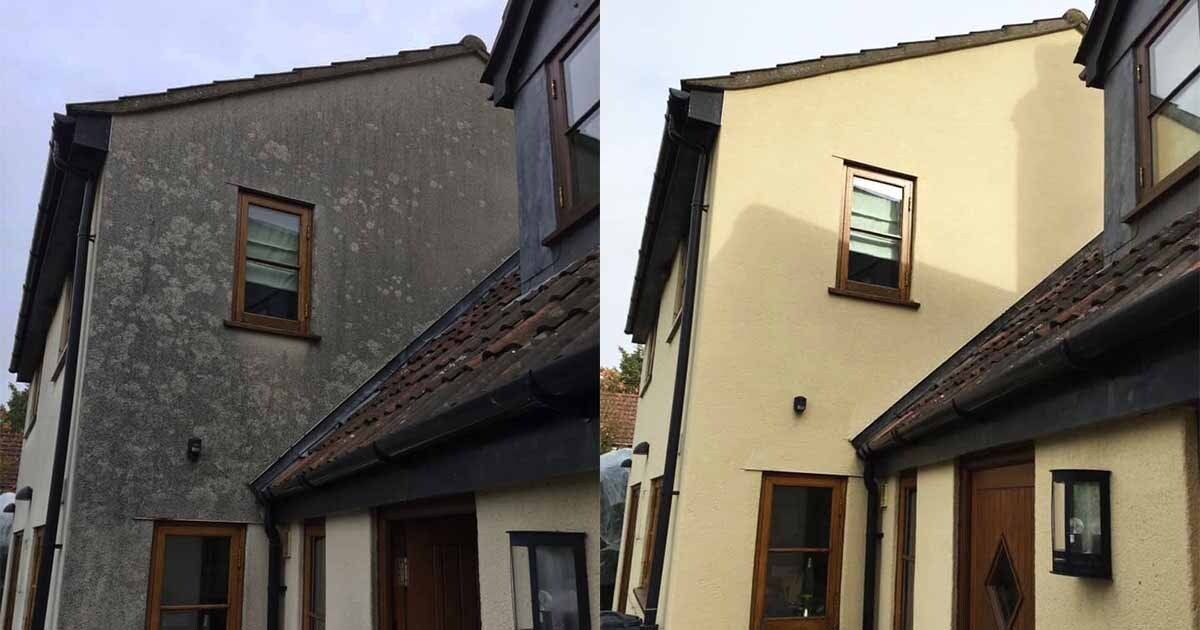 Soft washing exterior clean of house before and after