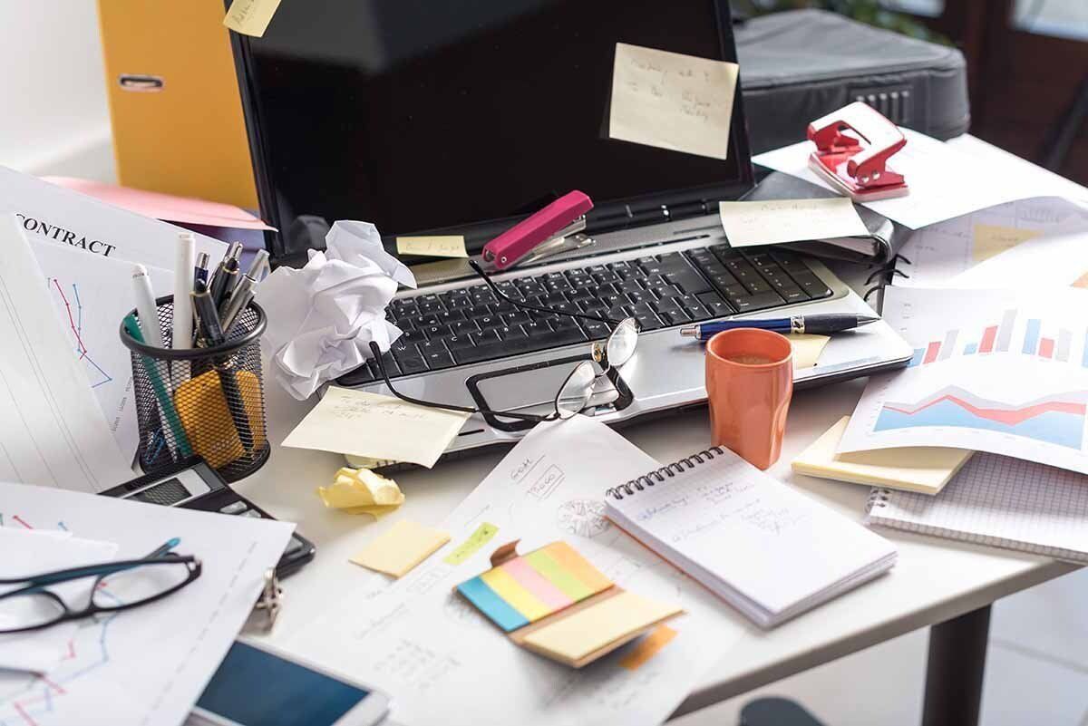Untidy office desk