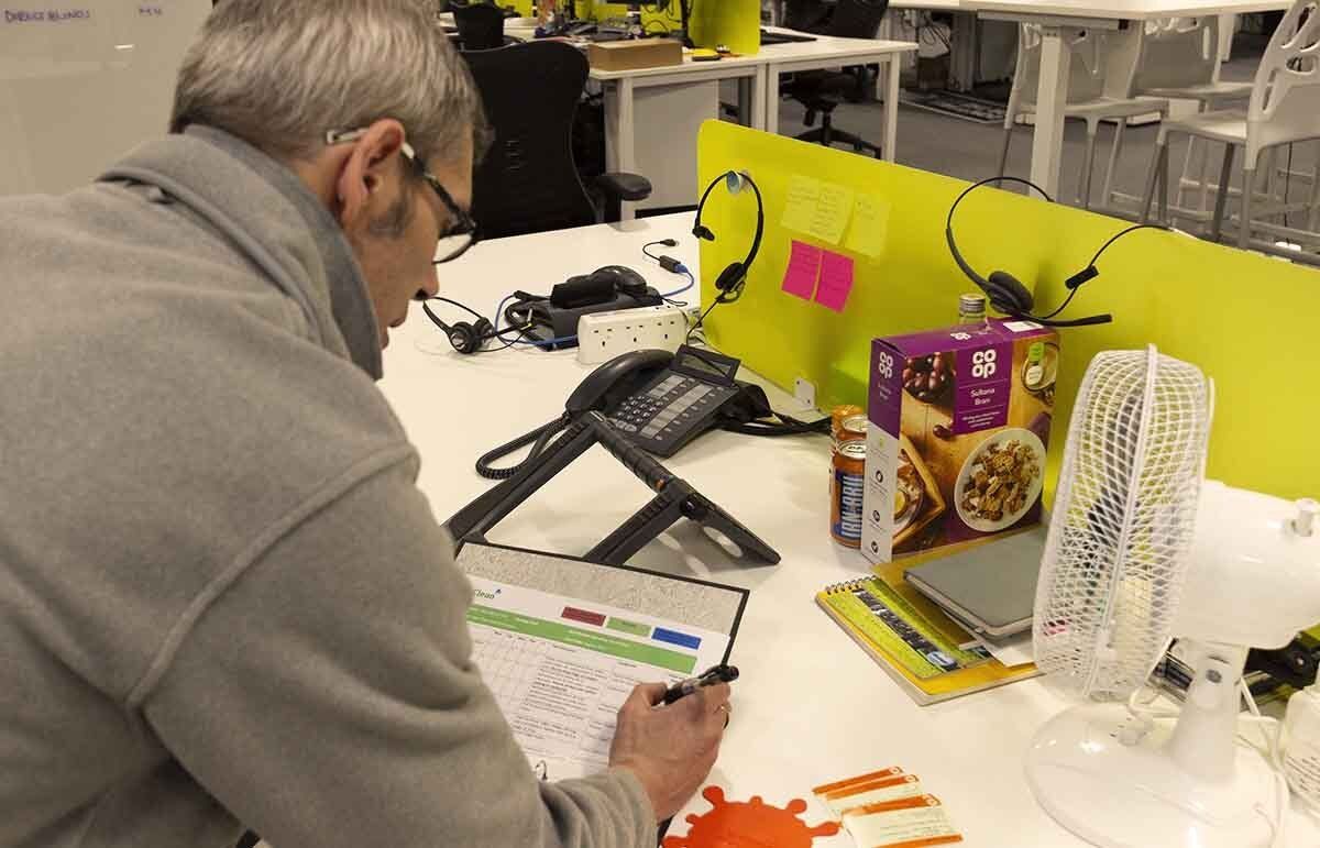 Supervisor completing an office cleaning audit