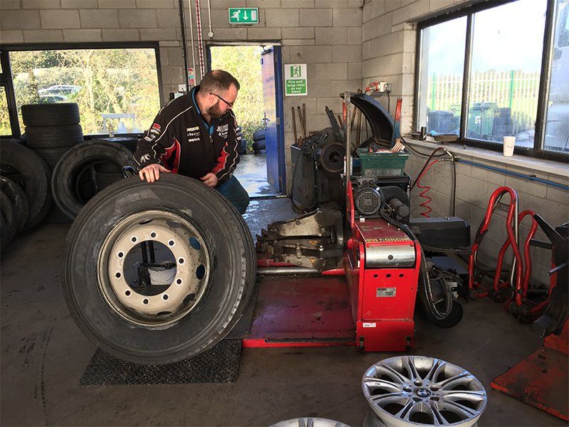 tyre being repaired