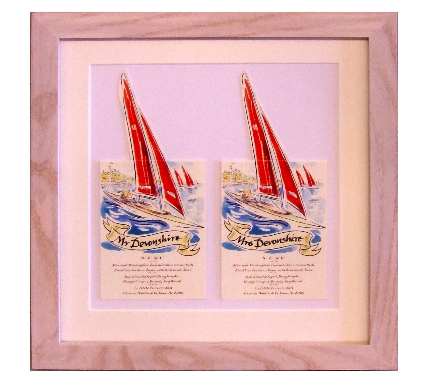 'Wedding invites' in limed oak frames Wedding invite custom framing