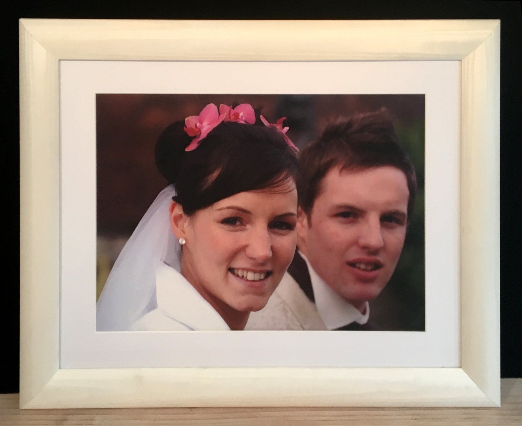 D & B wedding day in white fabric frame D & B wedding day in white fabric frame