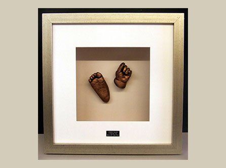 Baby Feet 3D casts by Cherish & Bloom in silver box frame Baby Feet casts by Cherish & Bloom