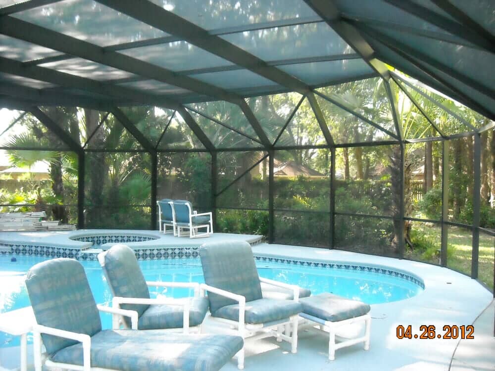 Screen Enclosure Contractor – Swimming Pool with Roof made from Polycarbonate in Orange Park, FL Screen Enclosure Contractor – Swimming Pool with Roof made from Polycarbonate in Orange Park, FL