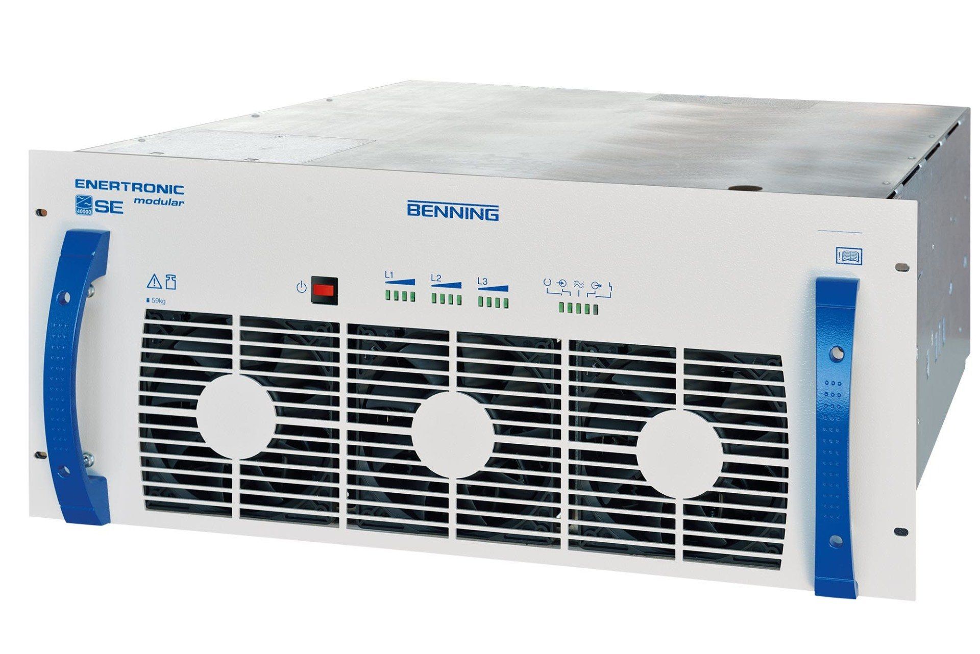 A white box with a blue handle that says ' inverter ' on it