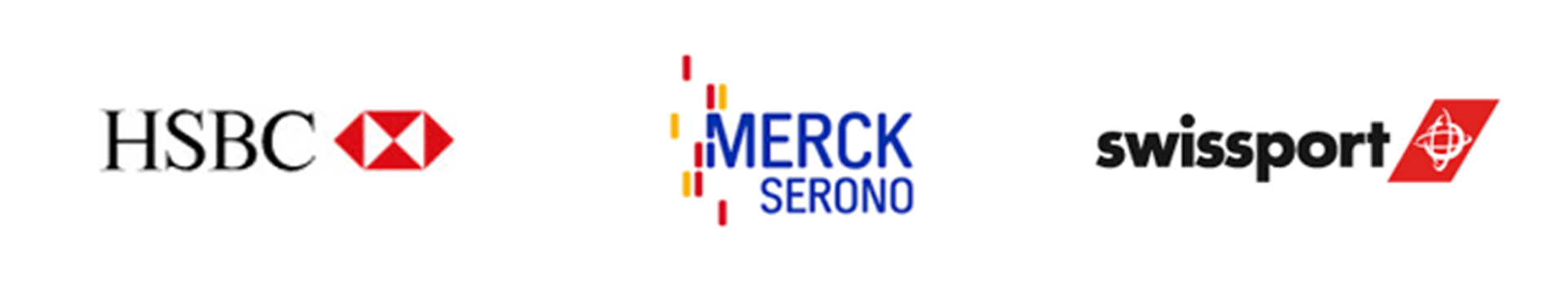 A hsbc merck and swissport logo on a white background