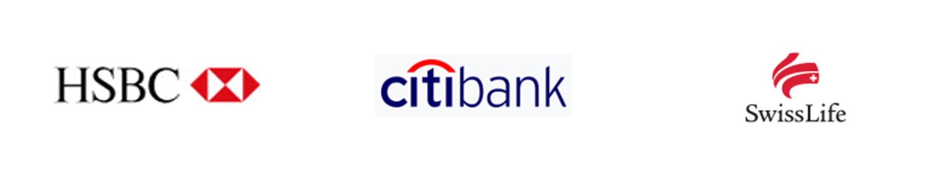 Trois logos pour hsbc citibank et swiss life