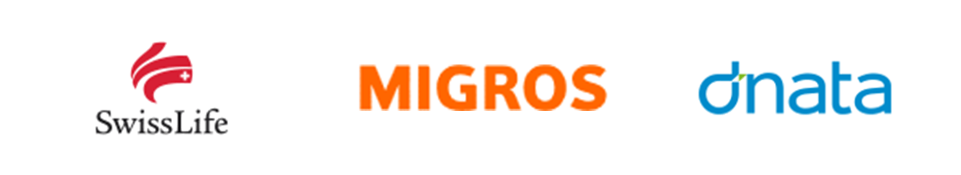Two logos for swisslife and migros on a white background