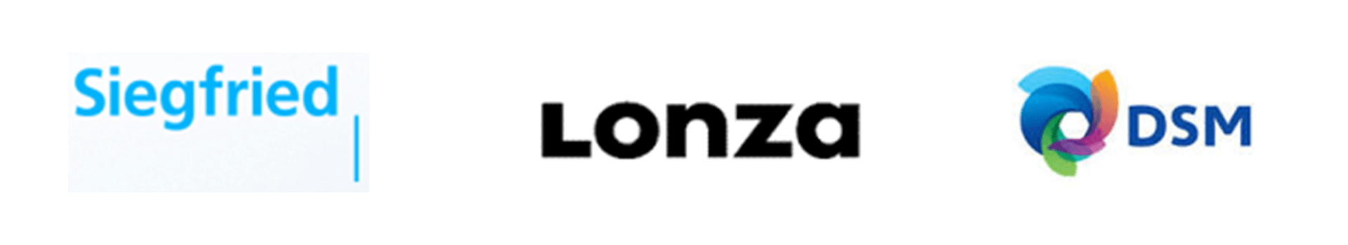 Logos siegfried lonza et dsm sur fond blanc