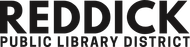 The reddick public library district logo is black and white.