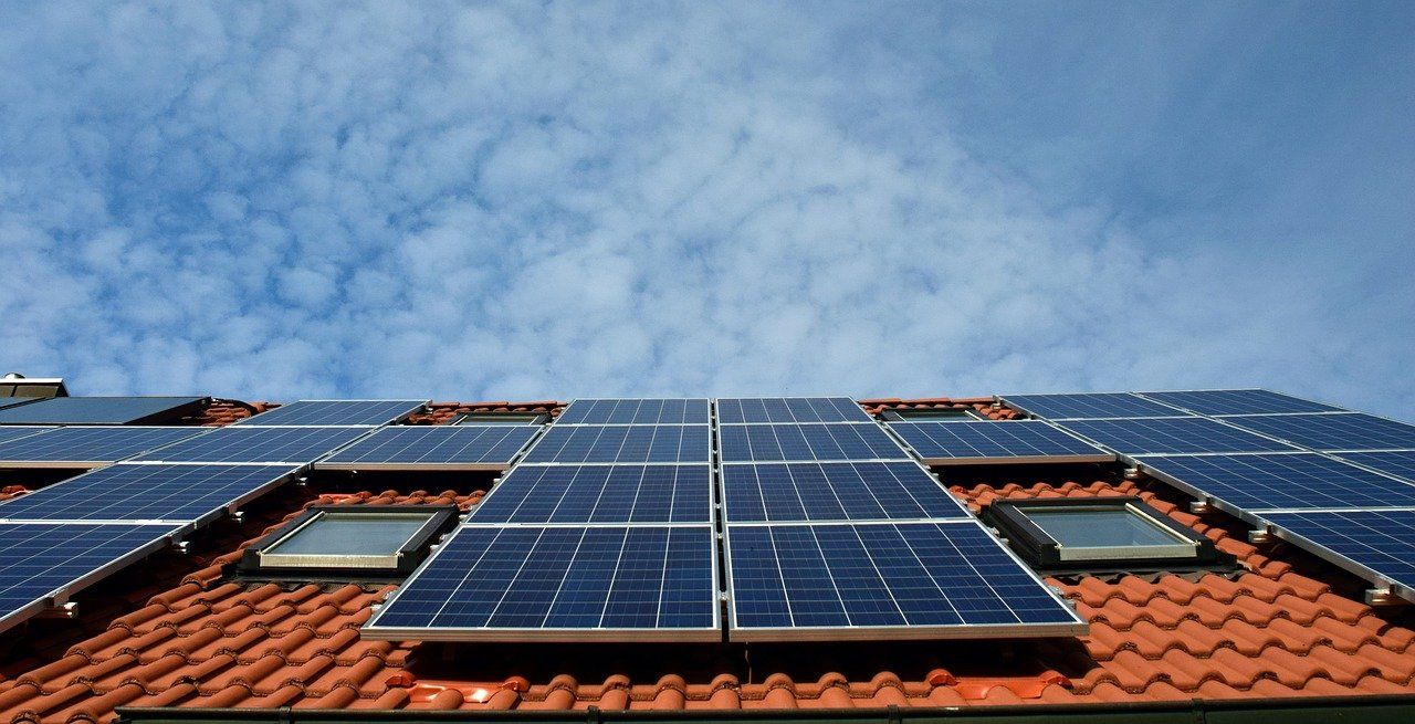 solar panel system on roof of house