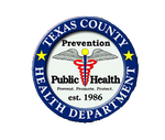Texas County Health Department Public Health logo with blue seal and red caduceus