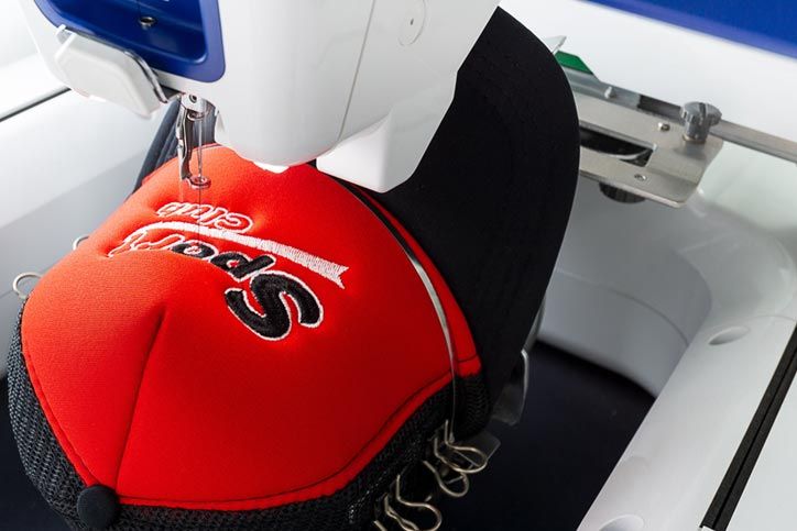 Working embroidery machine close up picture