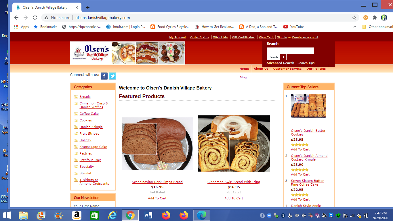 Olsens eCommerce website image