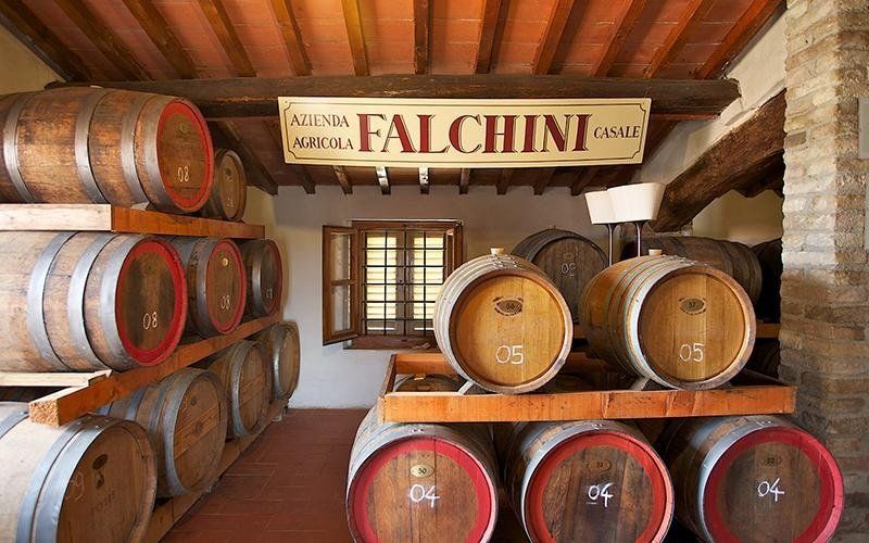 Farm and wine barrels