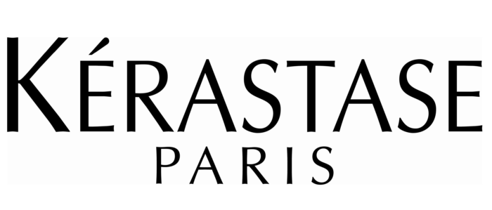 A black and white logo for kerastase paris on a white background.