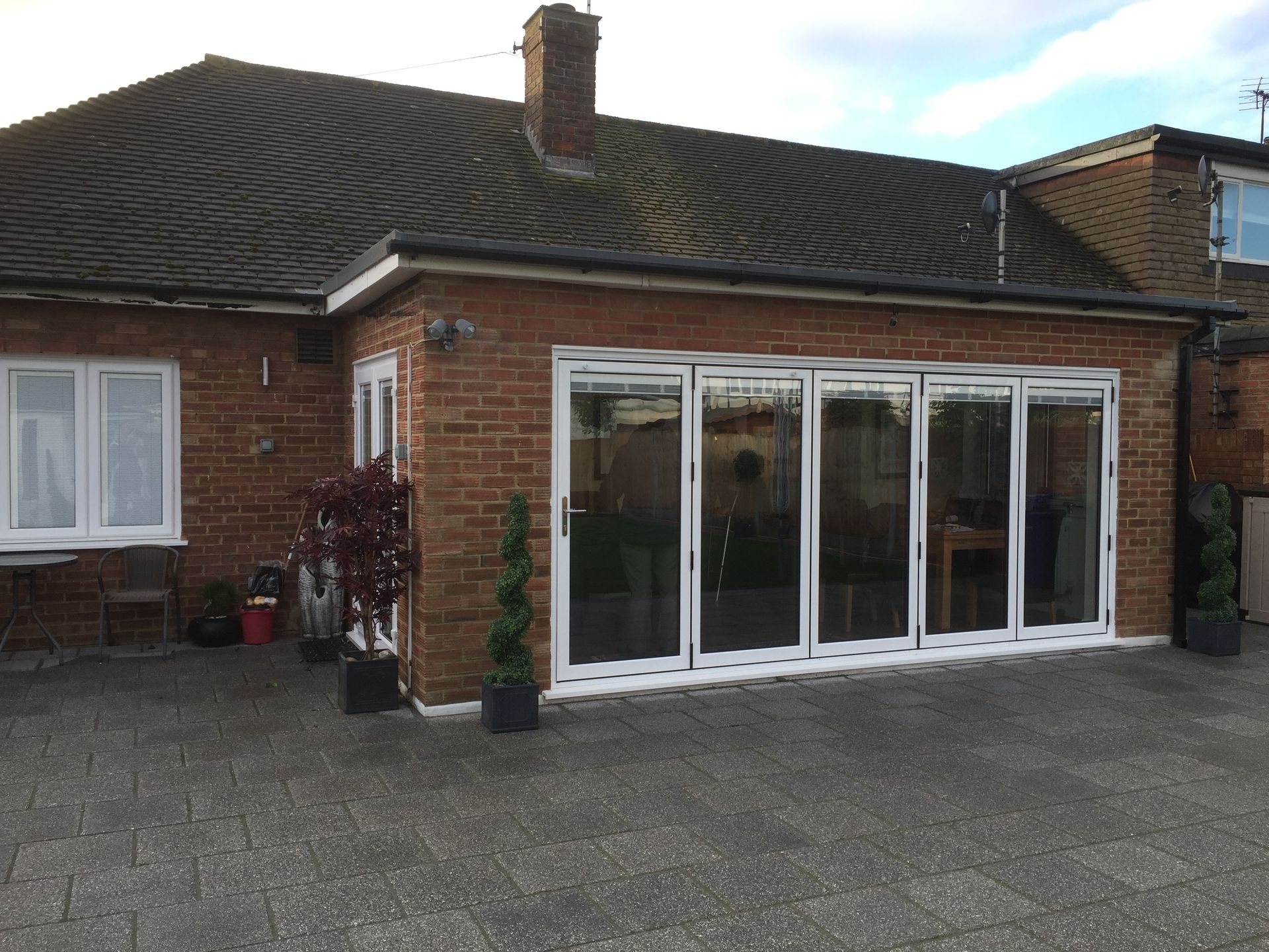 white frame bifolding doors