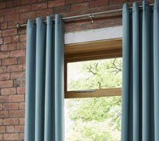 blue curtains