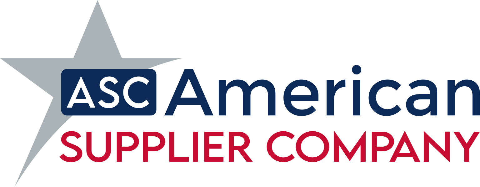 O logotipo da empresa fornecedora americana asc tem uma estrela.