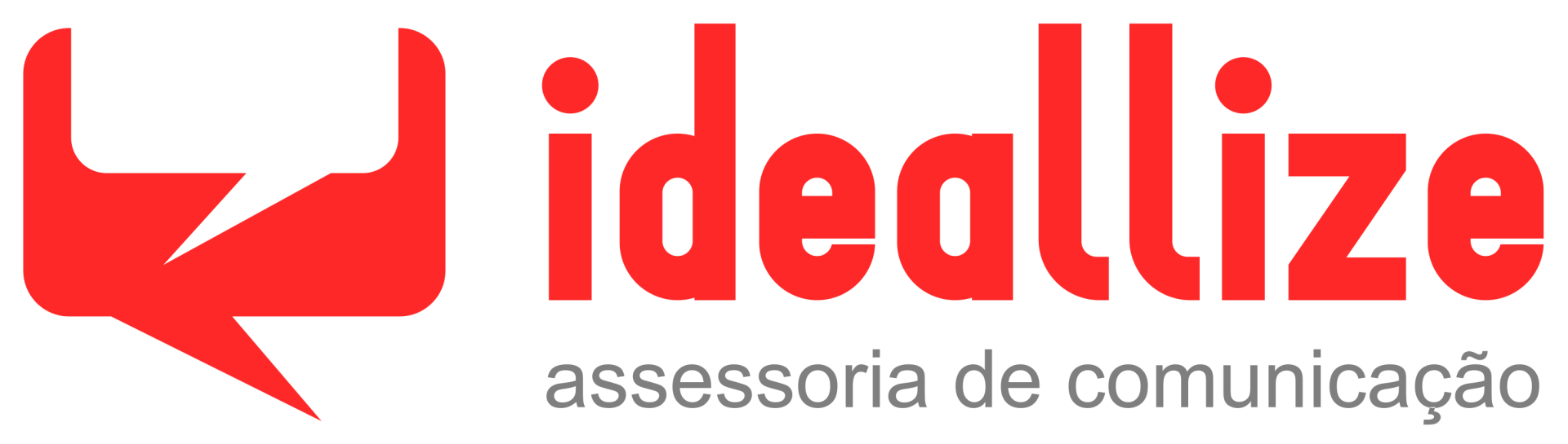A red and white logo for ideallize assessoria de comunicacao