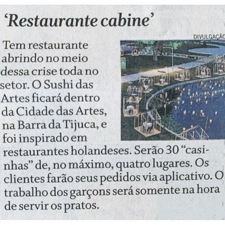 Um artigo de jornal sobre um restaurante chamado restaurante cabine