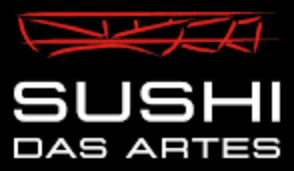 Um logotipo preto e branco para sushi das artes