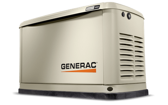 Planta de luz de gas Generac instalada, mostrando su diseño compacta y sistema de suministro de energía confiable.