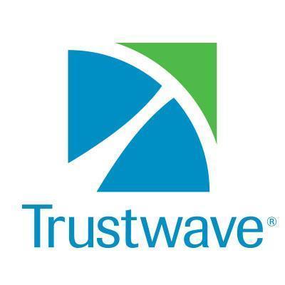 A blue and green trustwave logo on a white background.