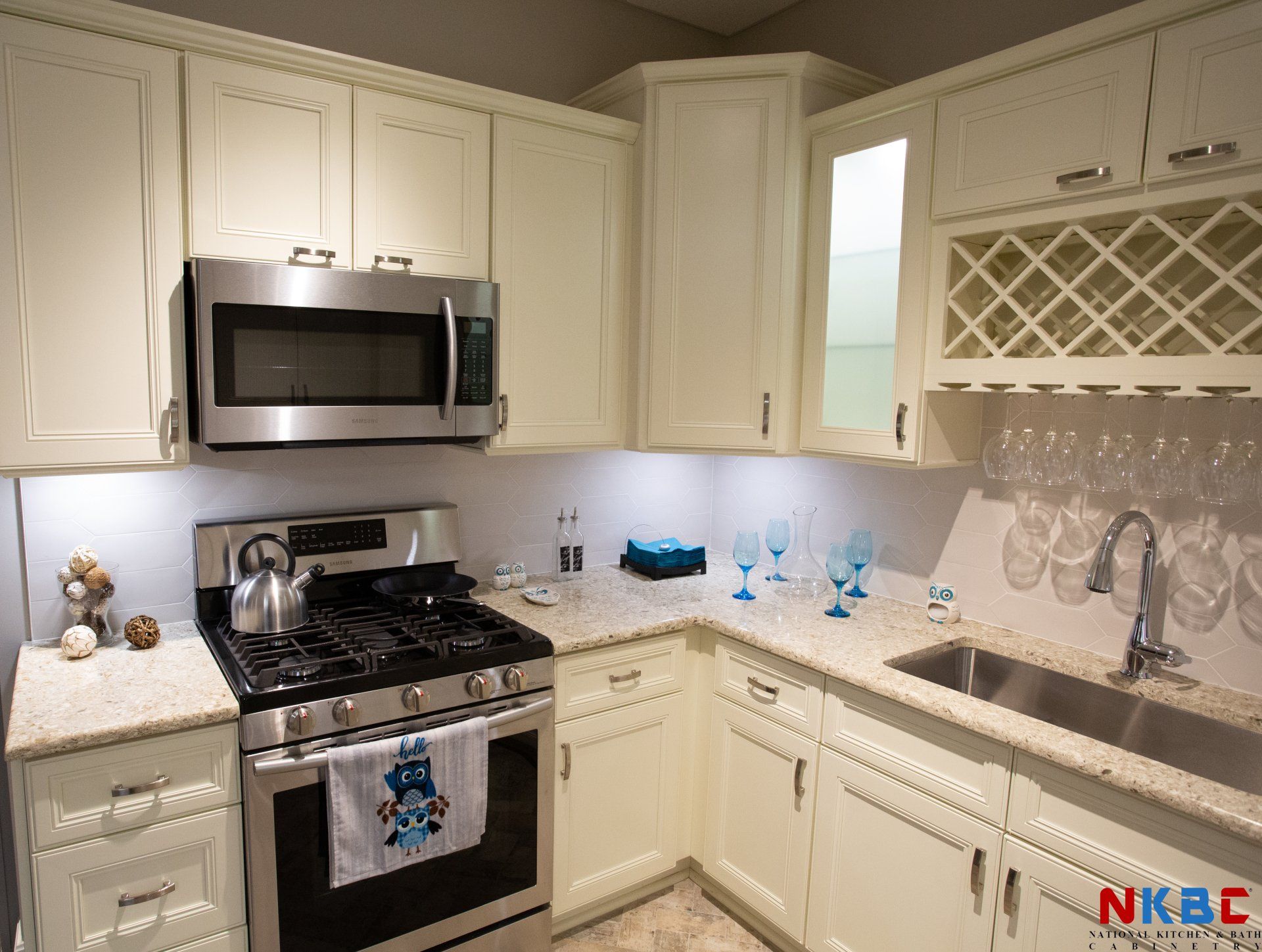 Kitchen Cabinets with Microwave and Stove