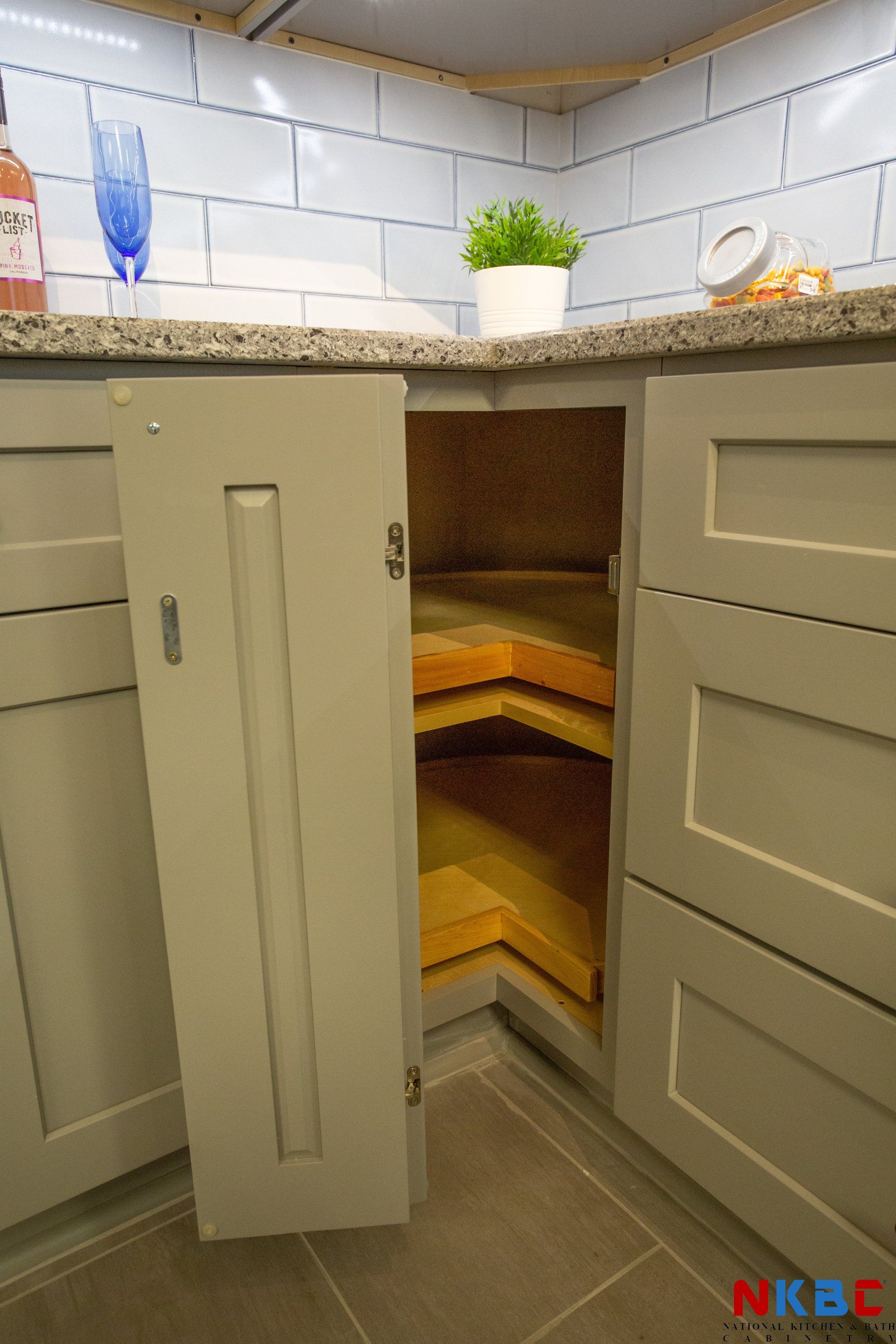 Opened Lazy Susan Cabinet