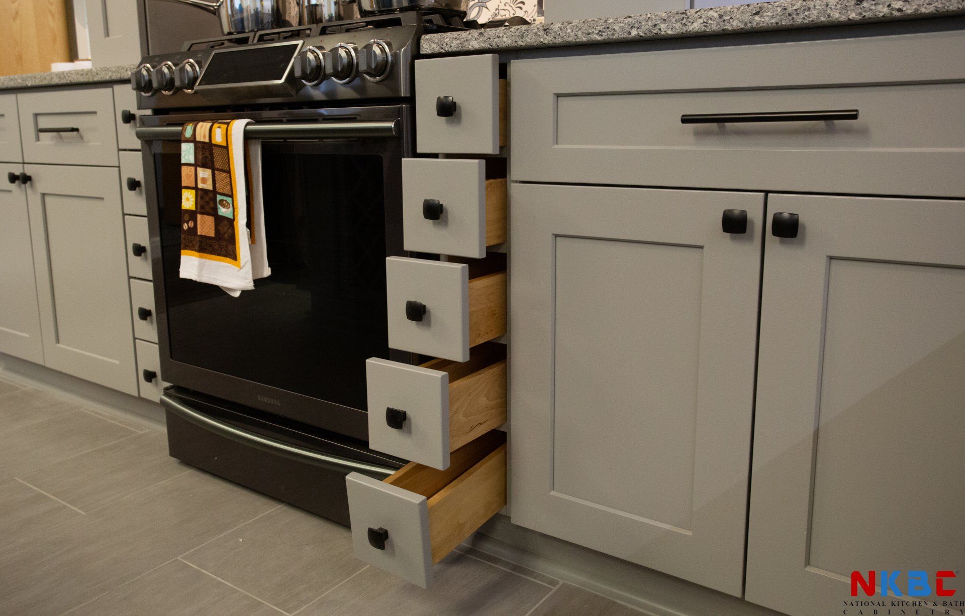 Opened Kitchen Cabinet Drawers