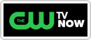 The cw tv now logo is green and white on a black background