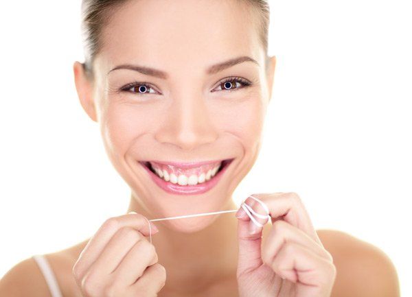 woman with floss