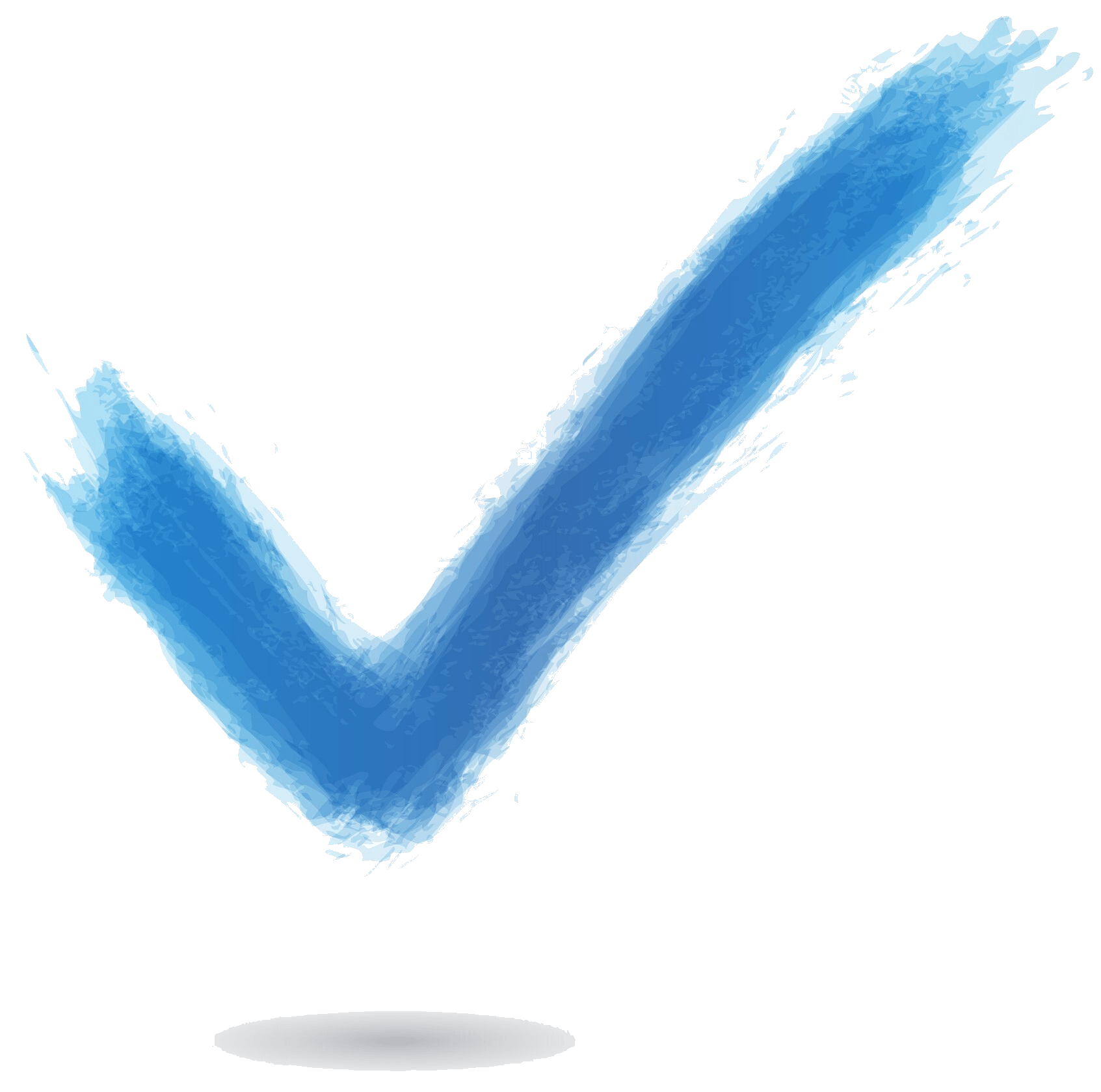 Blue watercolor check mark.