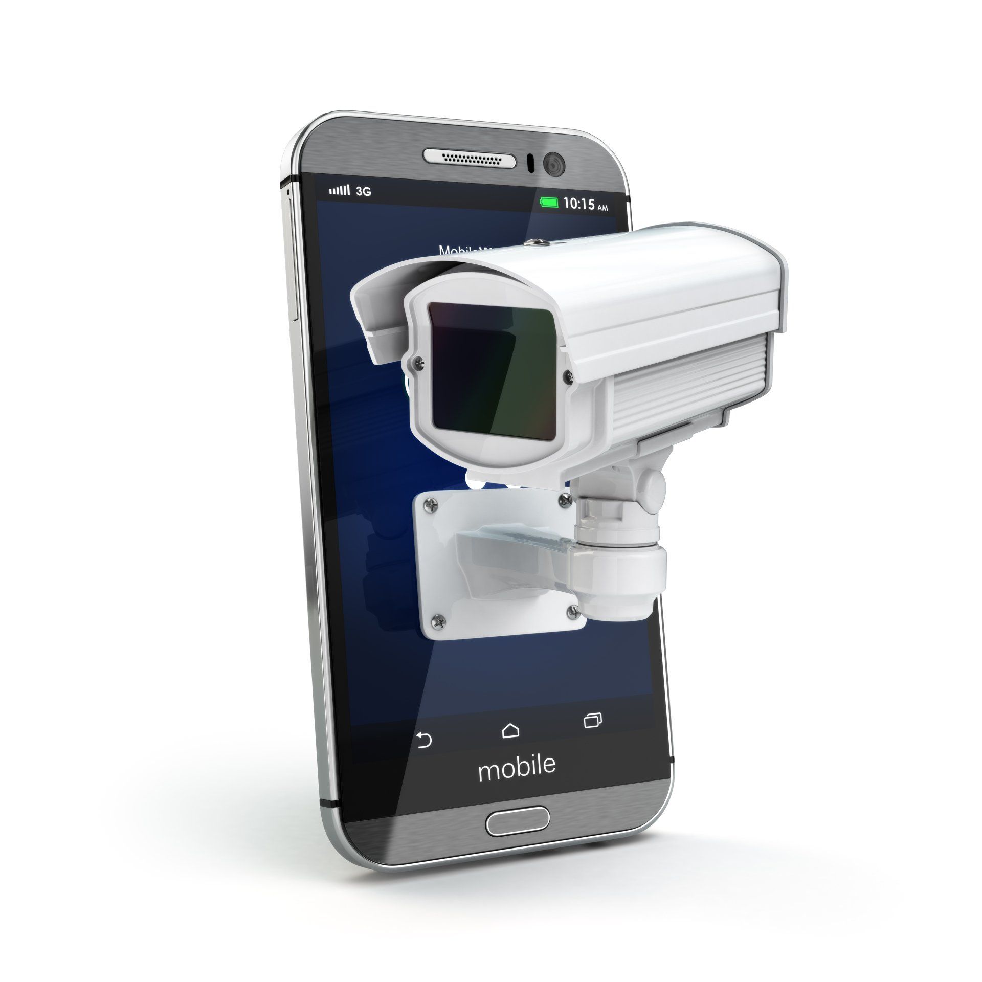 A cell phone with a security camera on the screen.