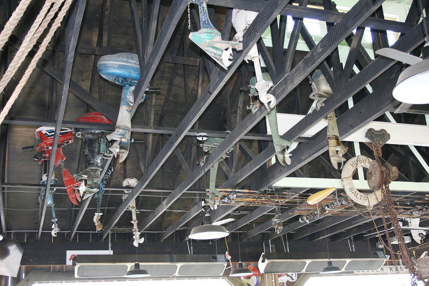 small outboard motors decorating ceiling Anchored Inbn