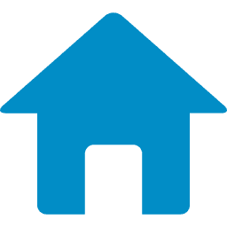 A blue icon of a house with a door on a white background.