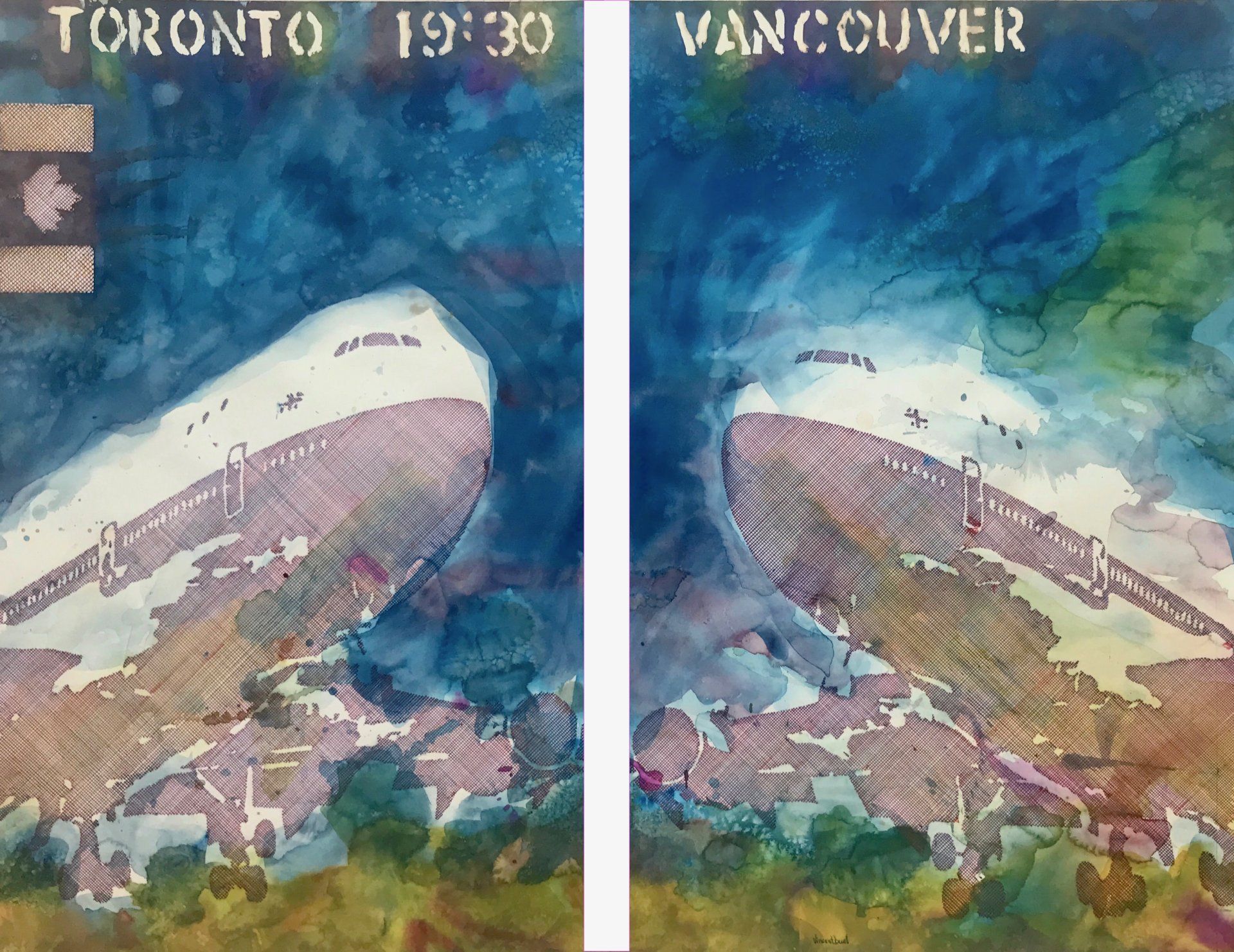 Two watercolor paintings of toronto and vancouver
