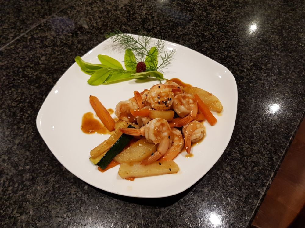 gamberi con verdure