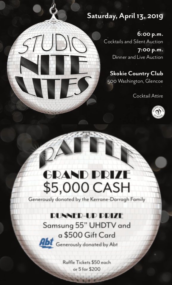 A poster for a studio nite with a grand prize of $ 5,000 cash