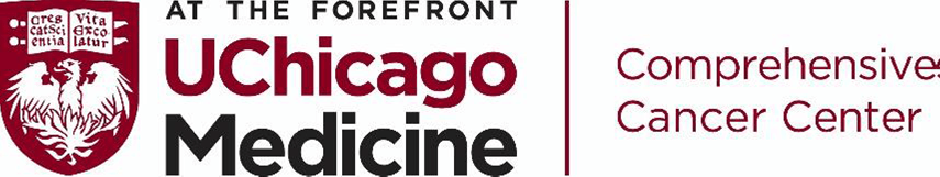 A logo for uchicago medicine at the forefront comprehensive cancer center