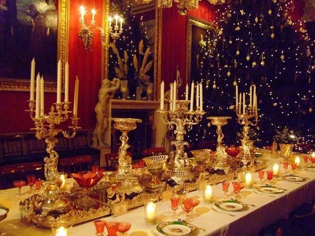 A long table with many candles on it