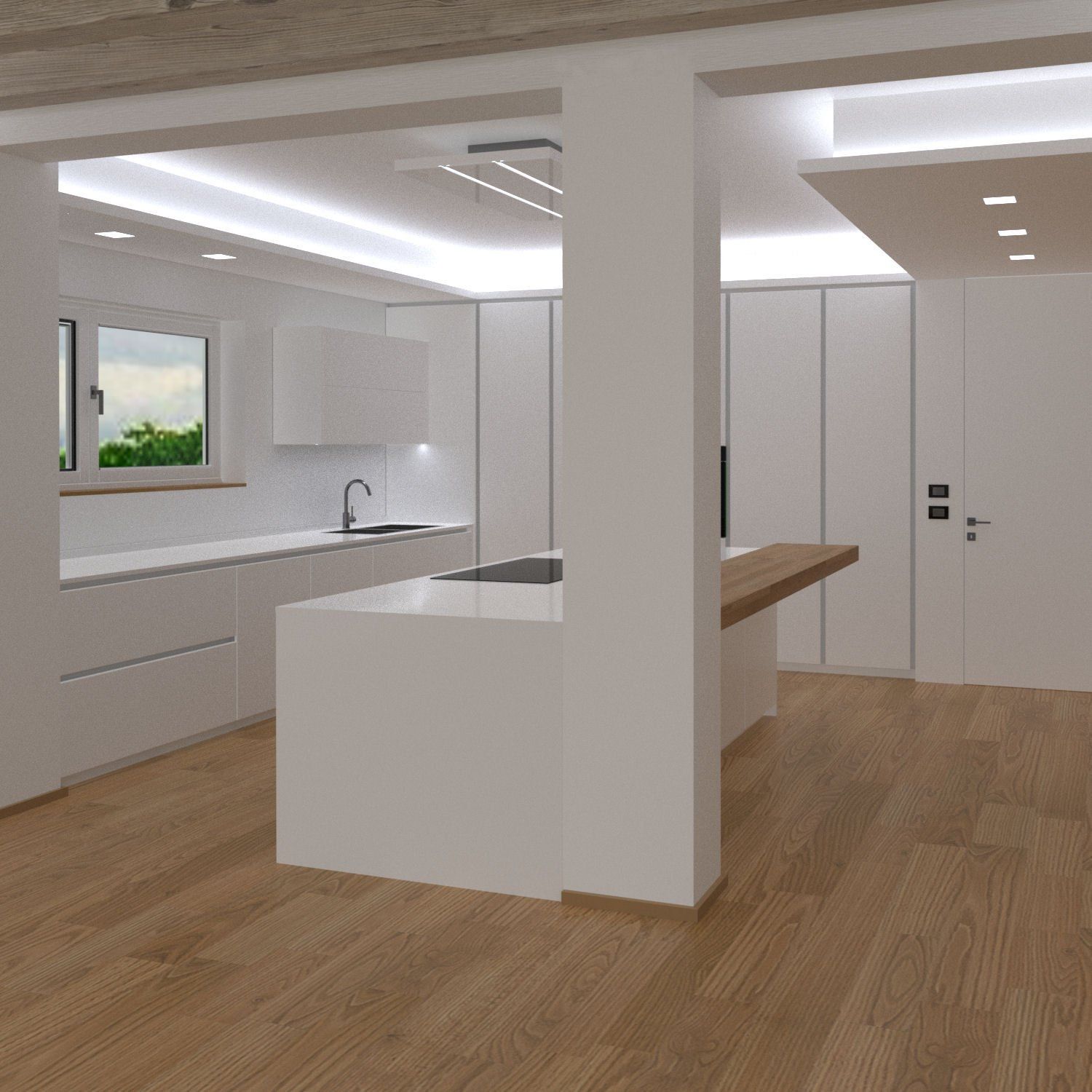 Rendering Cucina Moderna a Castello di Godego Treviso