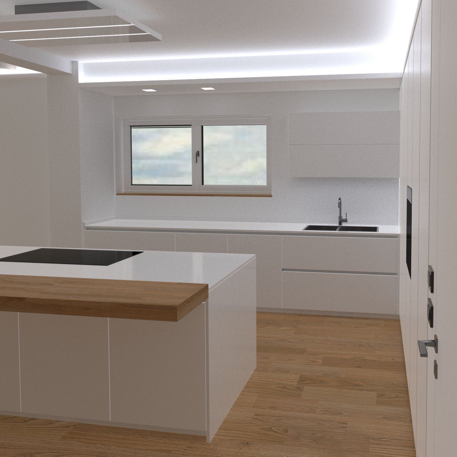Rendering Cucina Moderna a Castello di Godego Treviso