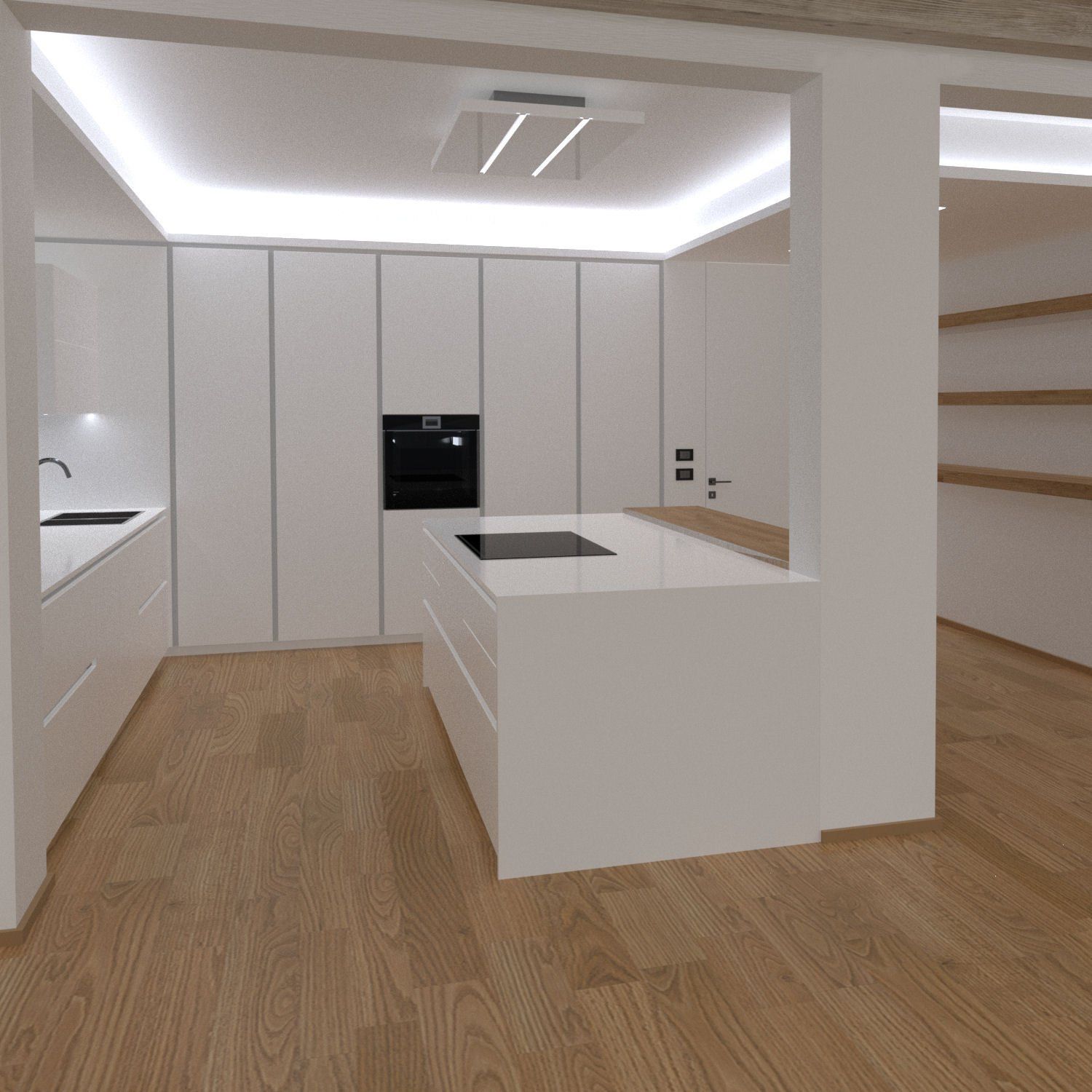 Rendering Cucina Moderna a Castello di Godego Treviso